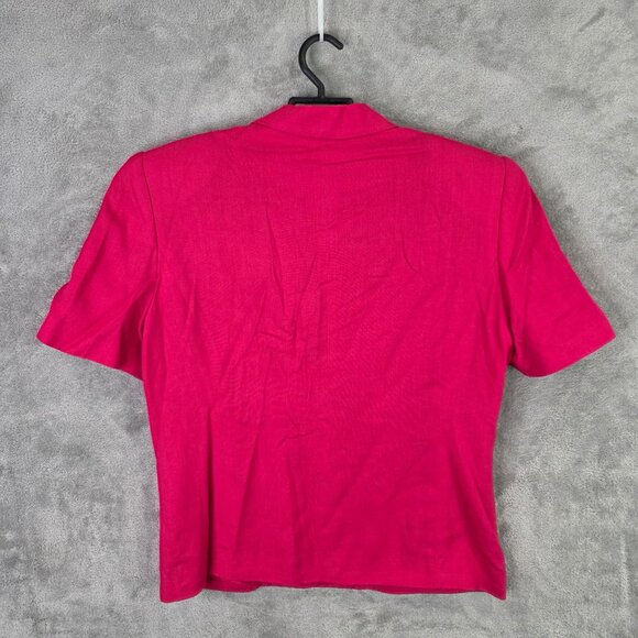 Womens Vintage Worthington Red Shirt Short Sleeve Button-Up Linen Blend Size 12 - Picture 3 of 6